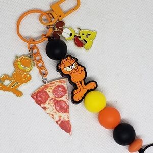 Handmade Garfield Silicone Beaded Keychain